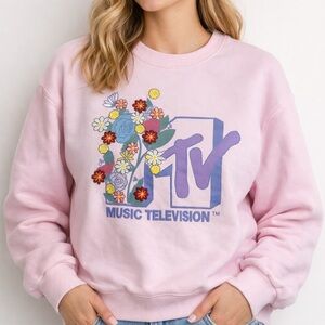 MTV Pastel Pink Floral Sweatshirt